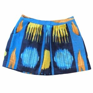 Anthropologie Madewell Eliot Blue Ikat Silk Skirt